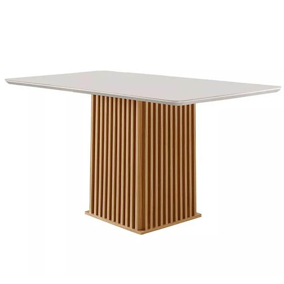 Imagem de Mesa Riviera 12080 COM Vidro LJ Móveis Cor Cinamomo Off White 