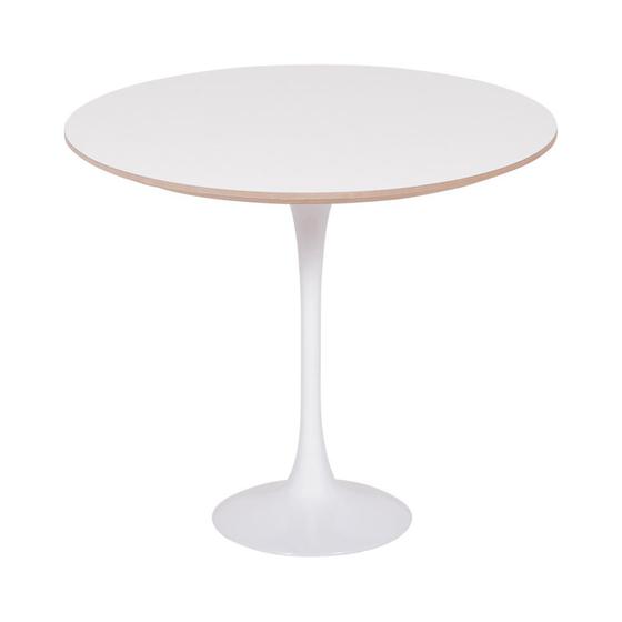 Imagem de Mesa Saarinen Lateral Oval Fórmica Branca 57x38cm - Base Branca