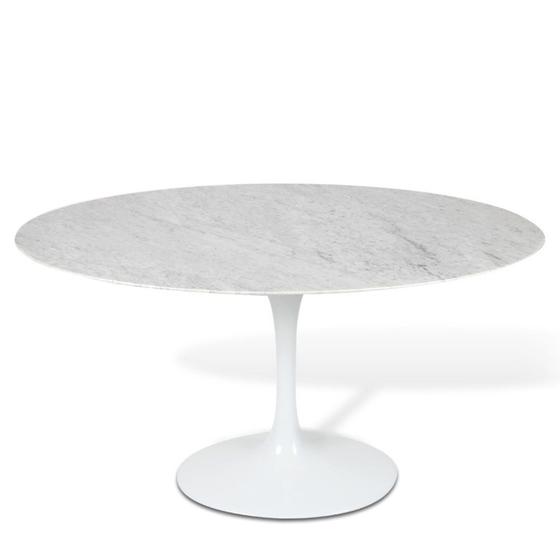 Imagem de Mesa Saarinen Tulipa Oval Carrara 120x80cm Branco