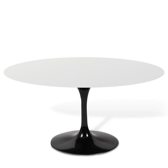 Imagem de Mesa Saarinen Tulipa Oval Nanoglass 120x80cm Branco/Preto