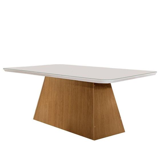 Imagem de Mesa Sala De Jantar Aida 180cm Em Mdf E Vidro Com Canto Copo