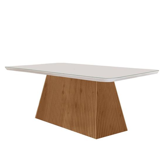 Imagem de Mesa Sala de Jantar Aida 180cm Em Mdf e Vidro Com Canto Copo