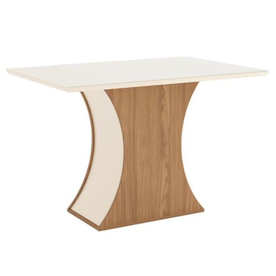 Imagem de Mesa Sala de Jantar Luiza 1.200mm canto arredon com Vidro Nature/Off White - Henn