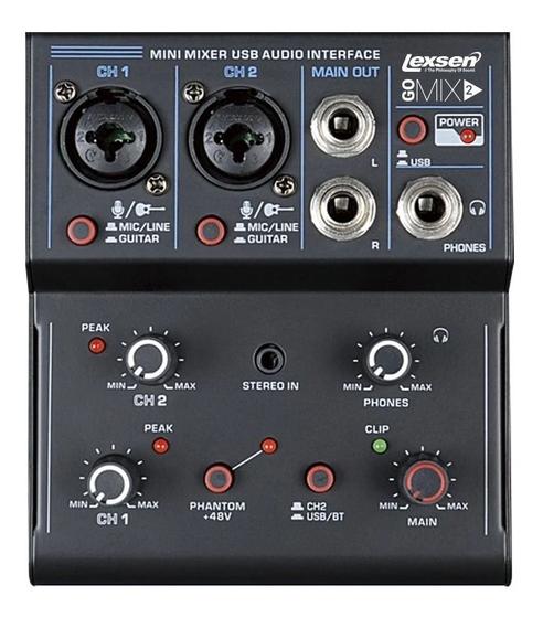 Imagem de Mesa Som Mixer Gomix 2 Canais Bluetooth Usb Phantom Lexsen