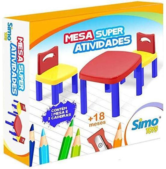 Imagem de Mesa Super Atividades Infantil Com Duas Cadeiras Simo Toys - SIMOTOYS