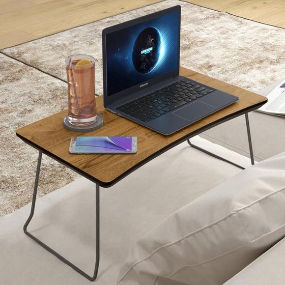 Mesa Suporte Dobrável Para Café e Notebook com Pés de Ferro - Freijó / Preto Menor preço em Mesa Suporte Dobrável Para Café e Notebook com Pés de Ferro - Freijó / Preto