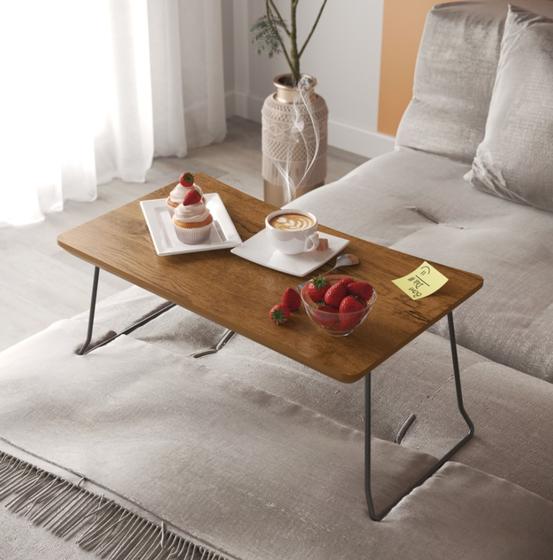 Mesa suporte dobrável para café e notebook com pés de ferro Menor preço em Mesa suporte dobrável para café e notebook com pés de ferro