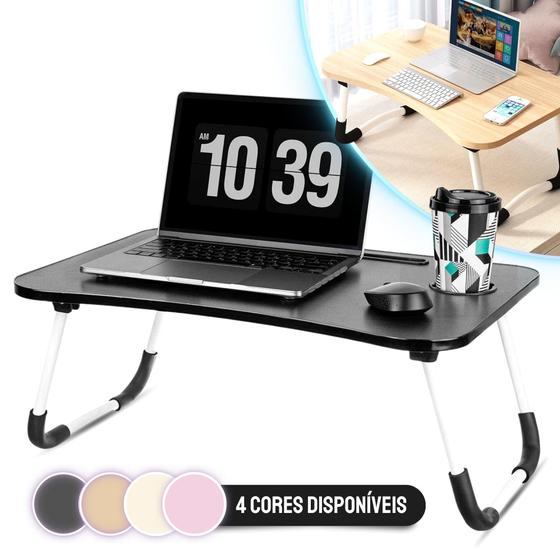 Imagem de Mesa Suporte Para Notebook Dobrável Cama Sofá Articulada Branca