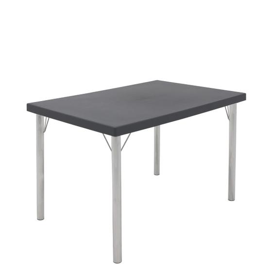Imagem de Mesa Tramontina 119 x 79 cm Beta em Polipropileno Grafite com Base em Alumínio Polido