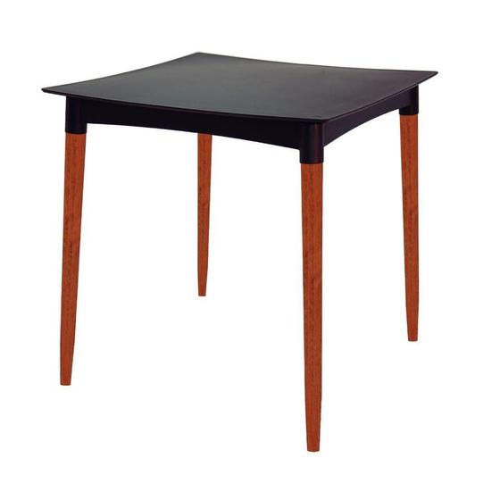 Imagem de Mesa Tramontina Diana 70x70 Cm Em Polipropileno Preto Com Pernas De Madeira Eucalipto