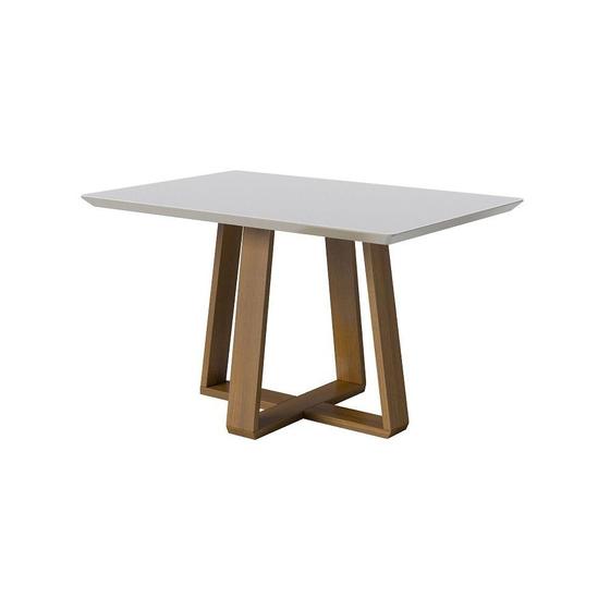 Imagem de Mesa Wood 1.4 c/ vidro Retangular - Off White/Nature