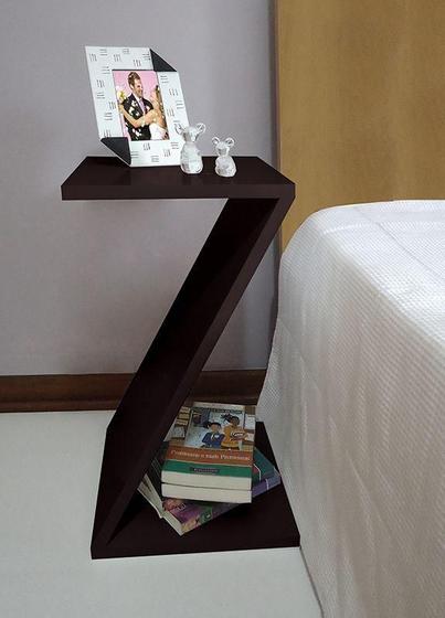 Mesa Z Lateral de Apoio ou Mesa de Cabeceira Preto Laca Menor preço em Mesa Z Lateral de Apoio ou Mesa de Cabeceira Preto Laca