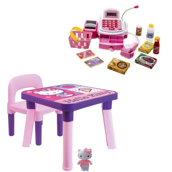 Imagem de Mesinha C/ Cadeira Infantil Hello Kitty +Caixa Resgistradora