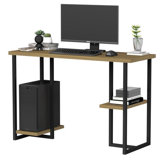 Imagem de mesinha de estudo com prateleira para computador desktop com pes de ferro mali 120 para quarto home office