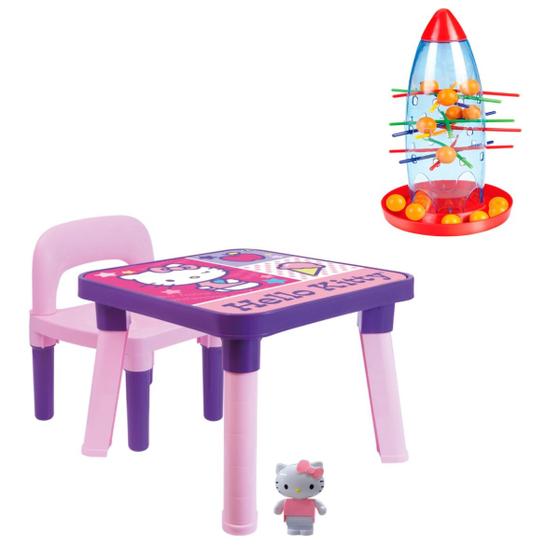 Imagem de Mesinha Hello Kitty Com Cadeira Infantil + Jogo Foguete