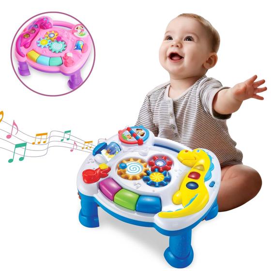 Imagem de Mesinha Infantil de Atividades Interativa Colorida Desmontável Didática Musical e Luzes 