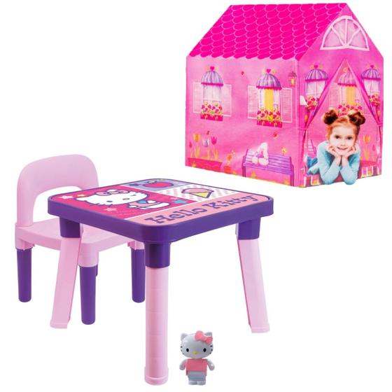 Imagem de Mesinha Infantil Didática Hello Kitty +Barraca Minha Casinha