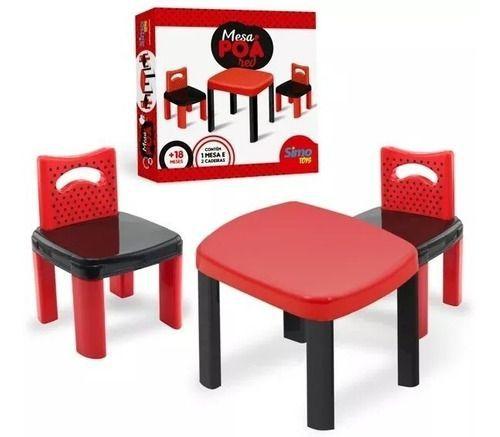 Imagem de Mesinha Infantil Poá Red Com 2 Cadeiras - Simo Toys