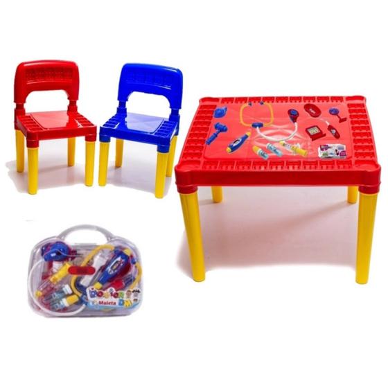 Imagem de Mesinha Mesa Didática Infantil 2 Cadeiras Menino Menina