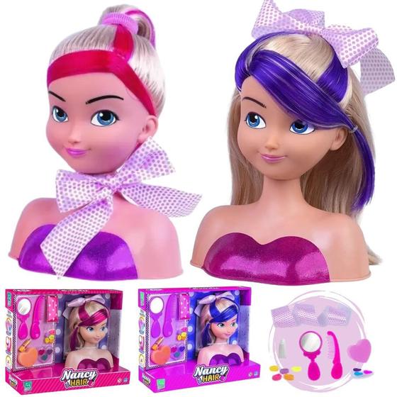Imagem de  Metade Full Barato Natal Kit 2 Bonecas Busto Barbie Penteado Charmosa Maquiagem