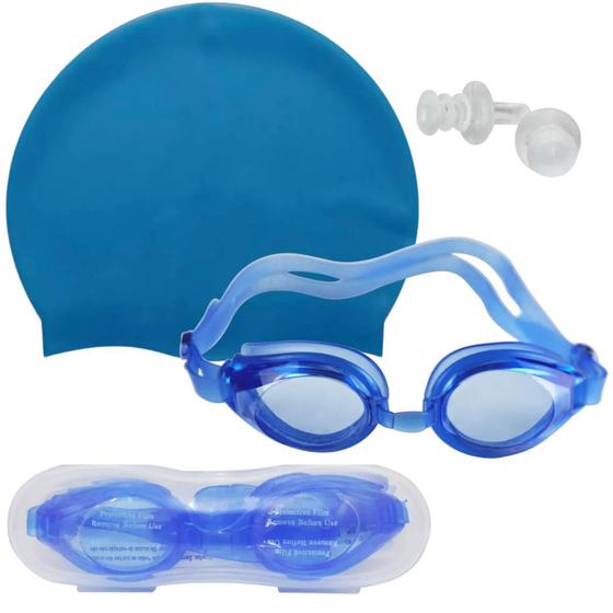 Imagem de  Metade Full Barato Natal Kit Natação Touca Óculos Protetor de Ouvido Infantil