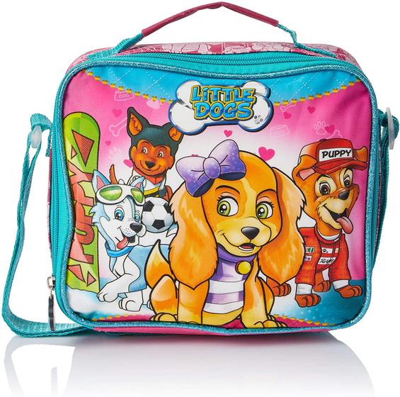 Imagem de  Metade Full Barato Natal Lancheira Infantil Escolar Little Dogs Puppy Menina Glitter Brilho Volta as Aulas Original