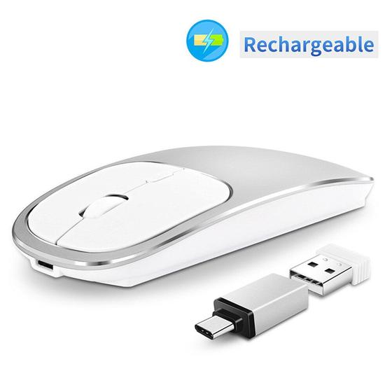 Imagem de Metal Wireless Mouse Recarregável Silencioso Clique Mouse USB Tipo-C para Mackbook Notebook Laptop PC Ratos ergonômicos