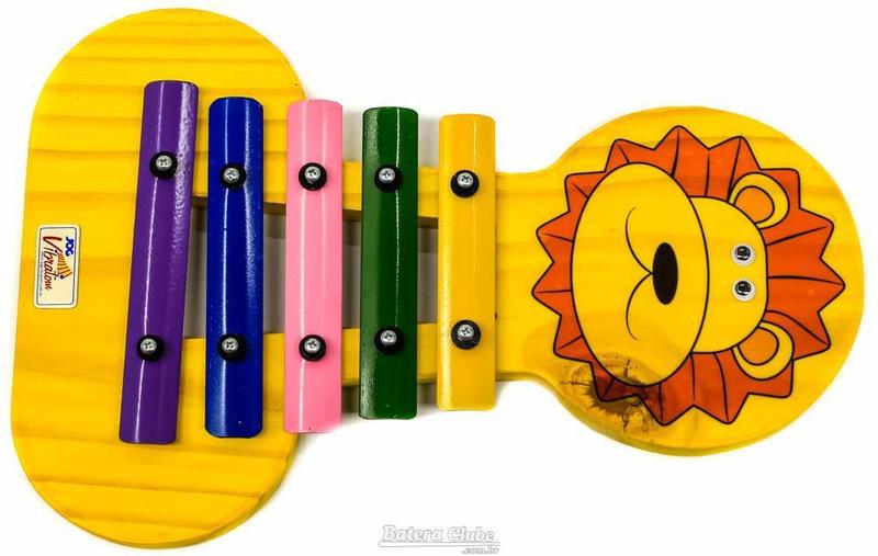 Imagem de Metalofone JOG Vibratom Leão P2237 com 5 Teclas Coloridas e Baqueta (Musicalização Infantil) 16424