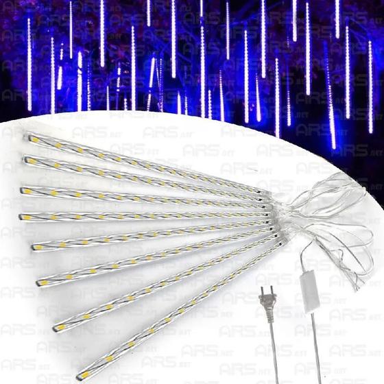 Meteoro Cascata 8 Tubo Led Bastão Chuva Gelo Azul Luz Natal Pisca Bivolt Menor preço em Meteoro Cascata 8 Tubo Led Bastão Chuva Gelo Azul Luz Natal Pisca Bivolt