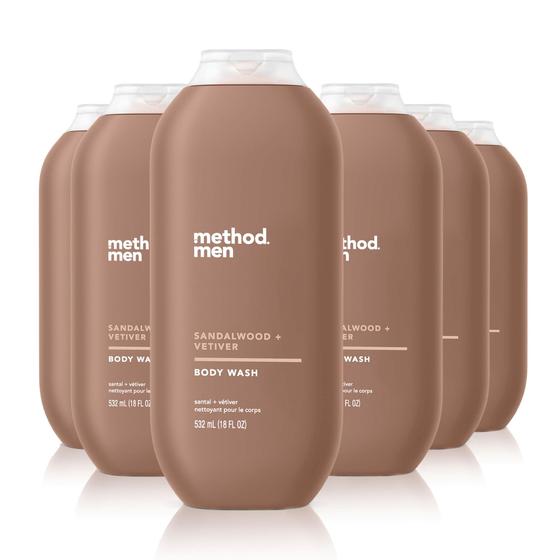 Imagem de Método de Lavagem Corporal Masculino Sandalwood + Vetiver (532ml - Pacote com 6)