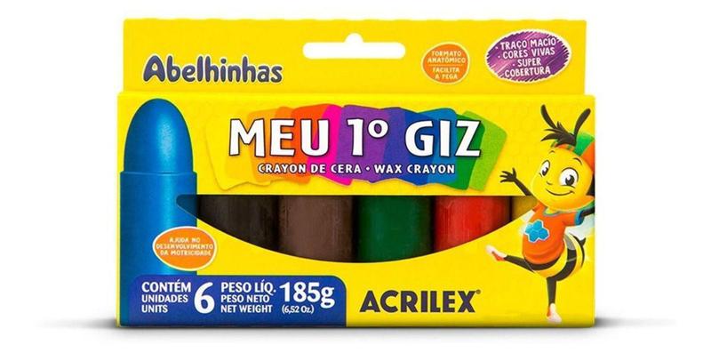 Imagem de Meu Primeiro Giz De Cera 6 Cores Acrilex 1º 095106