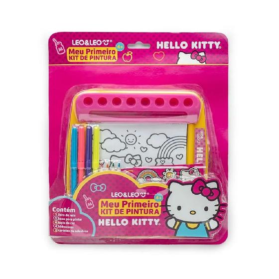 Imagem de Meu Primeiro Kit de Pintura Hello Kitty Leo&Leo - Blister com 1 livro de rolo + 4 Hidrocor + 4 Lápis