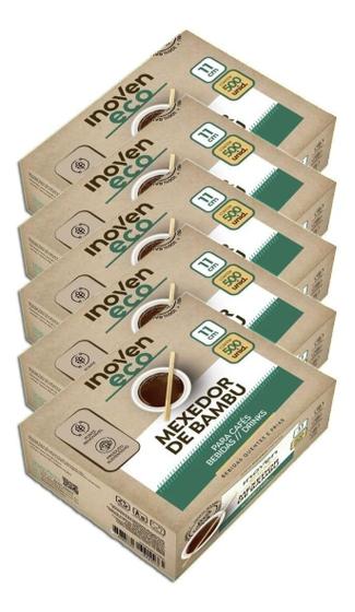 Imagem de Mexedor Bambu Inoven Cafe Bebidas 11 Cm 500 Unidades Kit 5