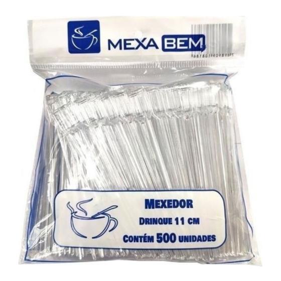 Imagem de Mexedor Drinque Transparente 500 Unidades 11cm Café - MexaBem