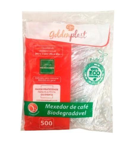 Imagem de Mexedor Palheta Biodegradável p/ Café Cristal c/ 500 Un GoldenPlast