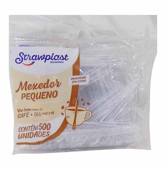 Imagem de Mexedor Para Café Descartável Cristal Pequeno 212 Strawplast Embalagem Com 500 Unidades