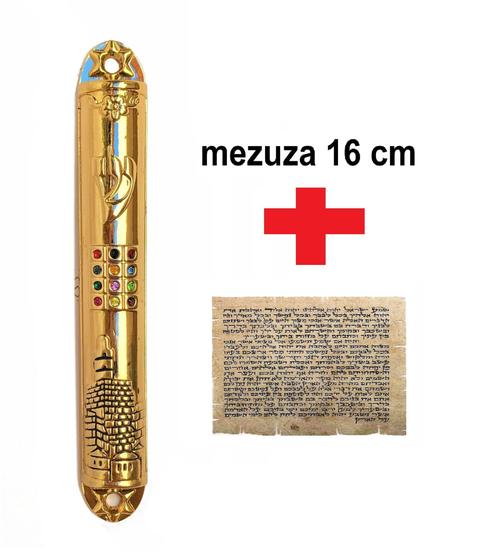 Mezuzá Judaico Luxo DOURADA 16cm + Pergaminho -de Israel - 12 Tribos ...