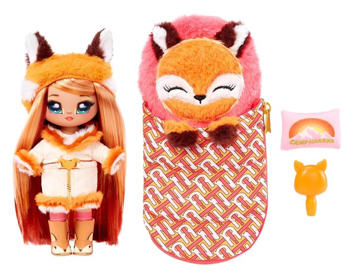 Imagem de MGA Entertainment Na Na Na Surprise Camping Dolls Sierra Foxtail - Boneca fashion inspirada na raposa de 7,5 com cabelo laranja e saco de dormir de pelúcia Fox, presente 2 em 1, brinquedo para crianças de 5 a 6 7 a 8 anos ou mais