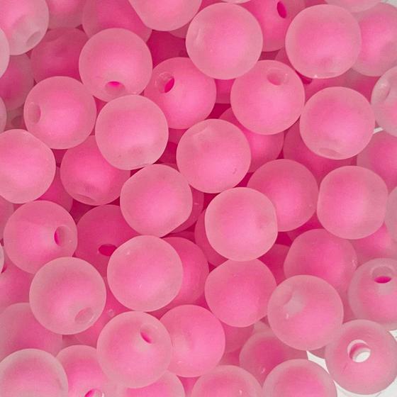 Imagem de Miçanga Bolinha Fosca com Miolo Rosa Pink Contas Passante 8mm 180pç Para Fazer Pulseira Montar Colar