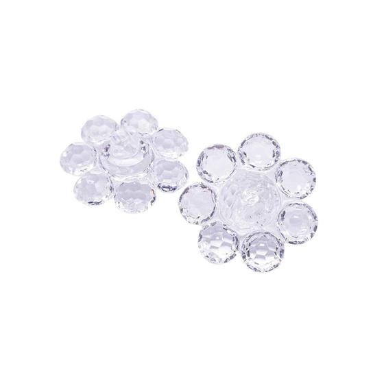 Imagem de Miçanga Botão Flor Acrílico Transparente 7 Pétalas 33mm 10pçs 55g