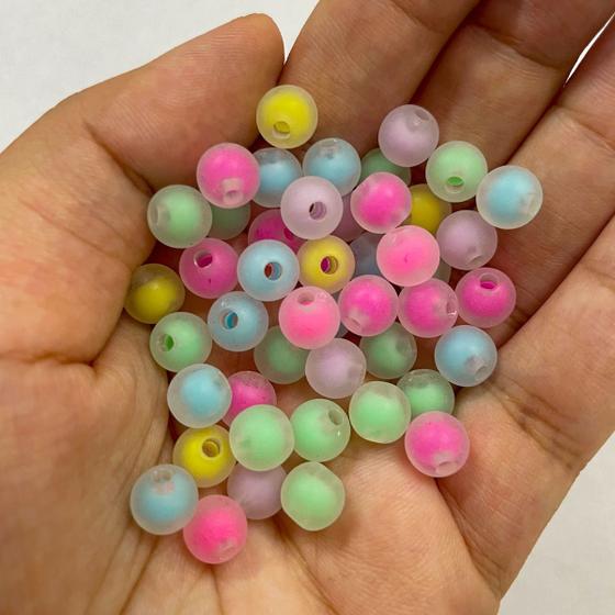 Imagem de Miçanga Colorida Bola Translucida Fosca Colorida com Miolo Candy 200un Para Fazer Pulseiras Colar