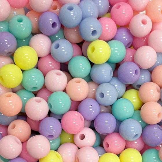 Imagem de Miçanga de Bola Colorida Bolinhas Lisa Leitosa 6mm Aprox. 700 Bolinhas 100gr Para Fazer Pulseiras