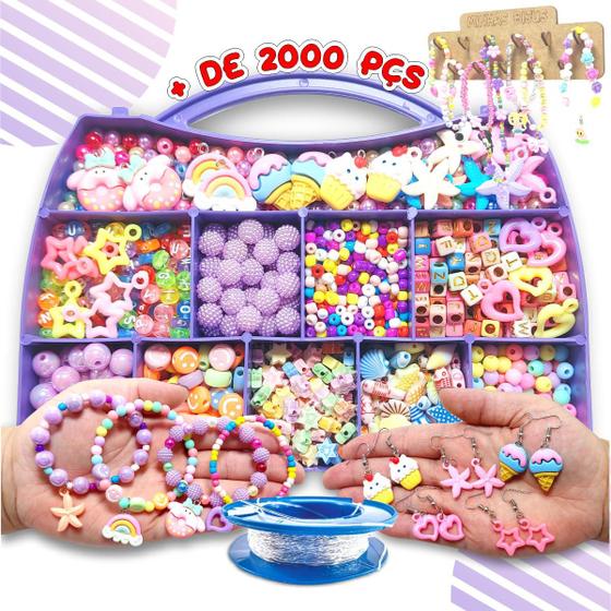 Imagem de Miçanga Infantil Kit de Fazer Pulseira Colar Brinco Lindos Acessórios