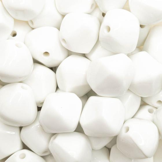 Imagem de Miçanga Passante Balão Plástico Branco  20mm 15pçs 54g Artesanato