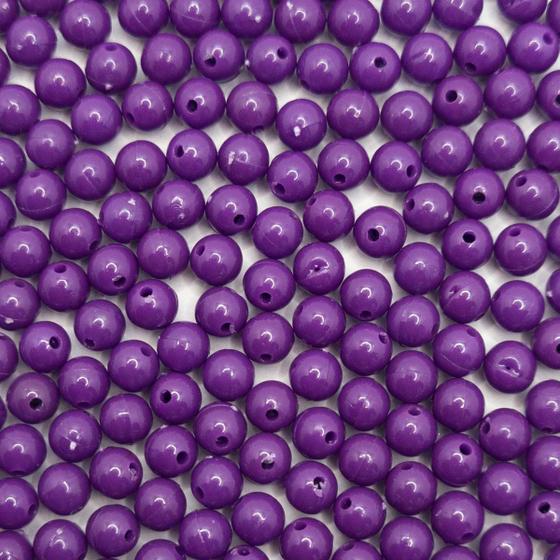 Imagem de Miçanga Passante Bola Lisa Plástico Roxo 6mm 100pçs 15g