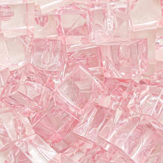 Imagem de Miçanga Pingente Cubo Resinado Rosa Transparente 15mm 30pçs 105g