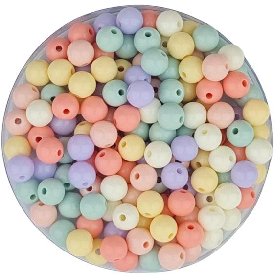Imagem de Miçangas Opacas 08mm e 06mm 50un Colorida Candy  Para Pulseiras Passante Artesanato