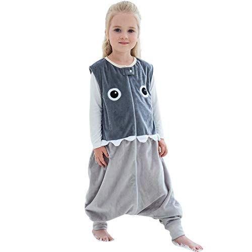 Imagem de MICHLEY Baby saco de dormir saco com pés Outono Inverno Swaddle cobertor wearable camisolas sem mangas para criança infantil, 3-5T, tubarão cinzento