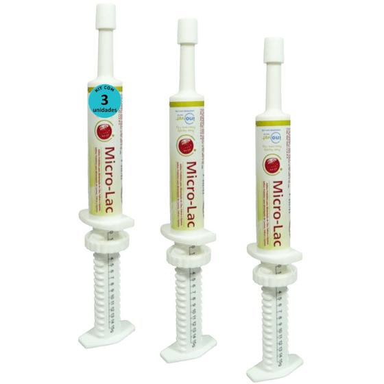 Imagem de Micro -Lac Aditivo Probiótico Para Cães Gatos Equínos 15g Kit Com 3