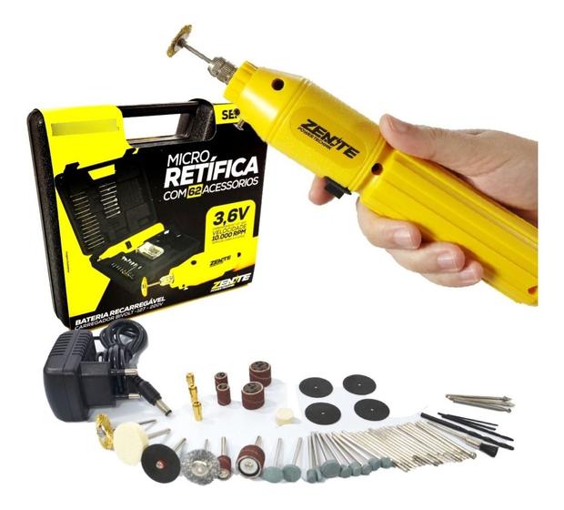 Micro Mini Retifica Lixadeira a Bateria com Maleta 62 Acessórios Zenite Menor preço em Micro Mini Retifica Lixadeira a Bateria com Maleta 62 Acessórios Zenite